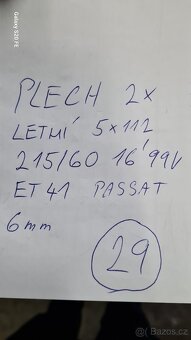PLECH KOLA 2KS 215/60/16 99V - 5 X 112 - LETNÍ ET41 - Č - 29 - 7