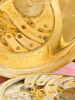 Zlaté 18-karátové art deco kapesní hodinky Vulcain - 7