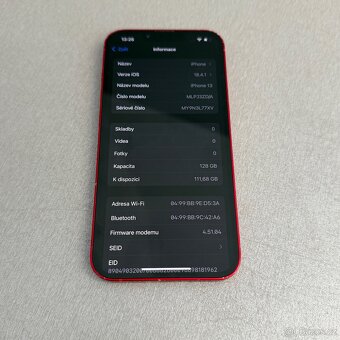iPhone 13 128GB červený, pěkný stav, 12 měsíců záruka - 7