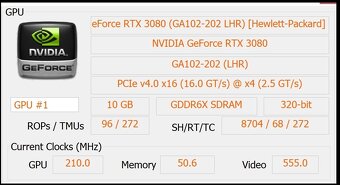 Prodám funkční RTX 3080, 10GB VRAM ve výborném stavu - 7