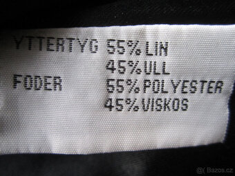 Černý jarní kabát, vel. M/L, kvalitní, 55% len - 7
