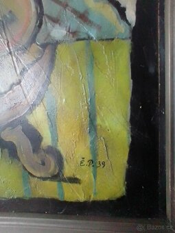 Zátiší s kytarou, kubismus, olej/plátno,rámováno. - 7