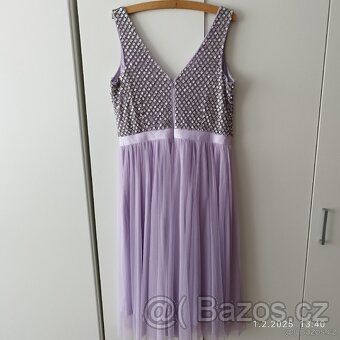 Krásné lila společenské midi šaty GODDIVA, vel. 14 - 7