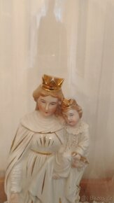 Starožitná porcelánová soška Panny Marie s Ježíškem - 7
