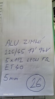 ALU VW, AUDI,5X112 - 225/45/17 94V - ET 40 - ZIMNÍ - Č- 26 - 7