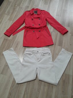 Luxusní červený kabátek, Marks Spencer džíny UK 12/M - 7