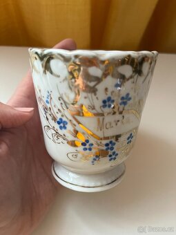 Starý hrneček, zlacený, nápis Marta - 7