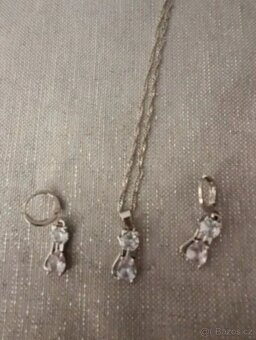 Nová stříbrná sada souprava šperků sada s kočkou kočičí 925 - 7