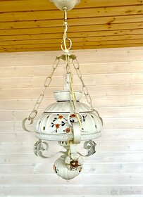 Stará krásná porcelánová lampa ve stylu petrolejky - 7