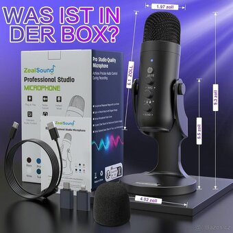Zealsound USB mikrofon, kondenzátorový pro PC  hry podcasty - 7