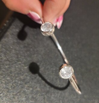 Nový dámský stříbrný náramek otevřený 925 třpytivý - 7