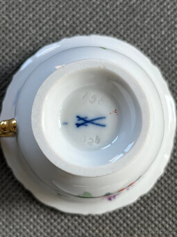 Míšeň Meissen Porcelánový moka šálek s podšálkem - 7