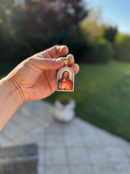 Zlatý přívěsek JEŽÍŠE - ručně malován 8.8g 585 14k a 6x3cm - 7