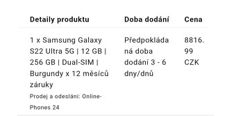 Prodám Samsung galaxy S22 Ultra - 7