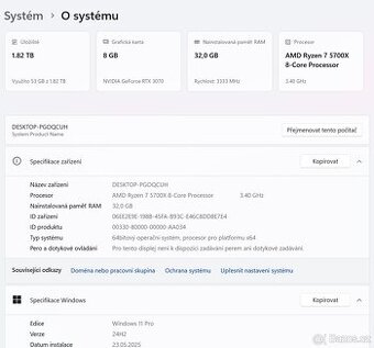 ☑️Herní PC RYZEN 7 5700X,RTX 3070,32 GB RAM,2 TB SSD - 7