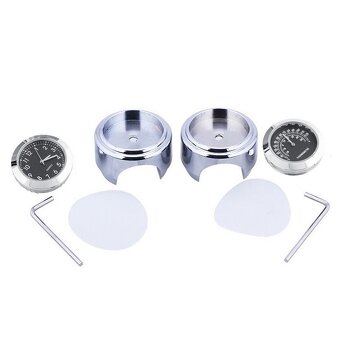 Chromované moto hodinky a teploměr na řídítka. - 7