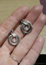 Nové dámské stříbrné náušnice 925 kruhy dvojité kroužky - 7