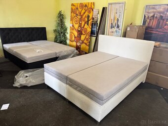 Nová postel-letiště Boxspring 160x200 krémovo-bílá - 7