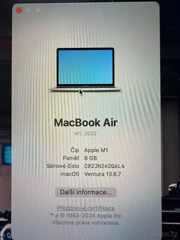 MacBook Air M1 2020 – Vesmírně šedý | TOP STAV | 8 GB RAM - 7