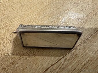 Starožitná stříbrná rtěnka se zrcátkem, punc - 7