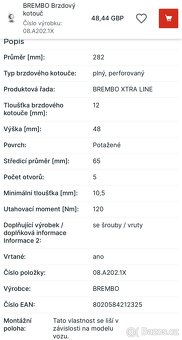 Brzdový kotouč zadní BREMBO XTRA LINE 08.A202.1X - 7