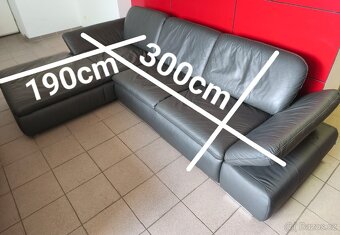 Kožená rohová sedací souprava - jak NOVÁ, TOP STAV - 7