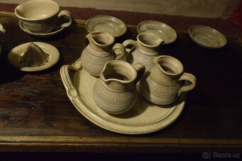 Keramická čajová souprava – ručně točený bílý set - 7