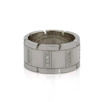 Cartier Tank Française – prsten z 18kt bílého zlata s diaman - 7
