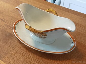 STAROŽITNÝ FAJÁNS ART DECO OMÁČNÍK CREIL ET MONTEREAU FRANCI - 7