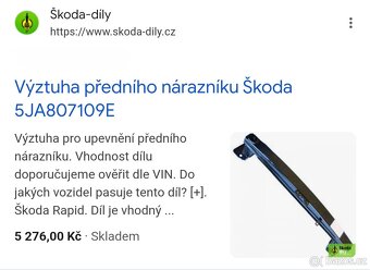 Přední výztuha Škoda Rapid 5ja807109e - 7