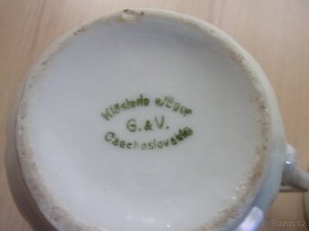 STARÝ SBĚRATELSKÝ HRNEK - PERLEŤOVÁ GLAZURA, KVĚT - 7