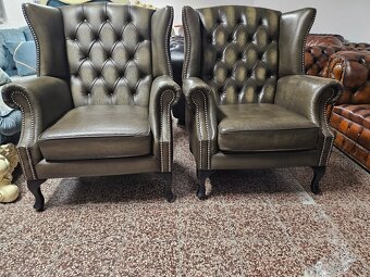 CHESTERFIELD ŠTÝL,NOVÁ KOŽENÁ SEDAČKA DVOJFAREBNÁ - 7