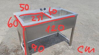 Nerezový stůl s 2x dřezem 120x60x90 cm ( dvojdřez ) - 7