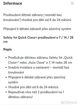 Dětská zábrana Quick Close + 2x prodloužení - 7