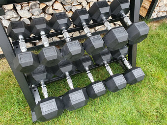 jednoručky činky - HEXA - sada 230kg + stojan - 7
