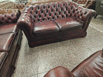 CHESTERFIELD ŠTÝL,SEDAČKA KOŽENÁ DVOJFAREBNÁ,NEROZŤAHOVACIA - 7