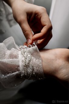 👰🏼♀️Svatební Saty + závoj + spodnice + kozesinové bolerko - 7