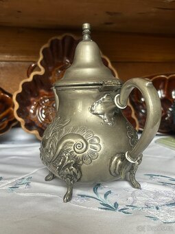 Vintage marocká postříbřená konvice na čaj - 7