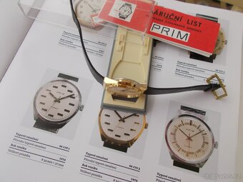 luxusni zlacene trezor hodinky prim 1974 komplet funkcni - 7