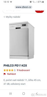 Myčka philco úzká rok 23...typ vyfocený a rozměry taky - 7