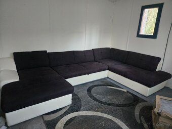 Prodej sedací rozkládací soupravy koženka a látka - 7
