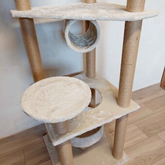 Béžové 146cm vysoký kočičí strom - škrabadlo - nové - 7