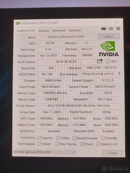 Prodám grafickou kartu NVIDIA GeForce RTX 4070 - 7