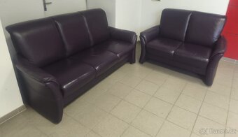 Kožená sedací souprava 3+2 - jak NOVÁ, TOP STAV - 7