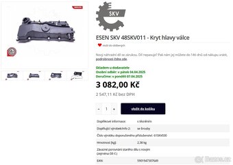Kryt hlavy válce BMW E90 E60 X1 X3 ESEN SKV 48SKV011 - 7