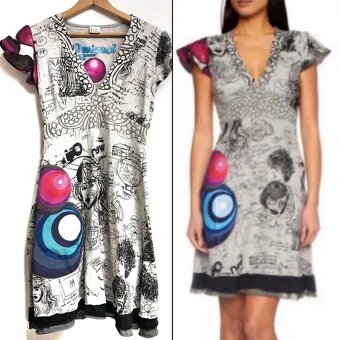 Desigual dámské značkové šaty šedé sexy s výstřihem vel S - 7