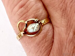 Zlatý dámský prsten s perlou Zlato 585/1000 (14 kt),1,40g - 7