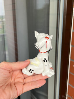 Art Deco porcelánová soška Pes 9 cm, Aelteste Volkstedt - 7