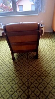 Holandská sedací souprava z pravého masivního dřeva + kůže - 7