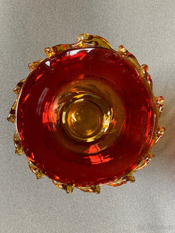 Starožitná velká tvarovaná váza 25 cm, Amberina sklo - 7
